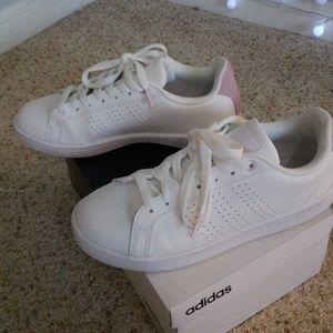 Adidas white and pink sneakers